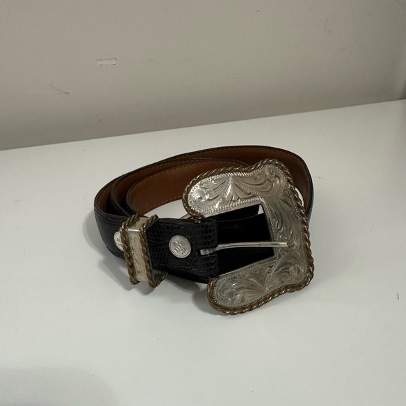 Al Beres Black Leather Belt with Silver Buckle Women’s Size 26 - Picture 2 of 14